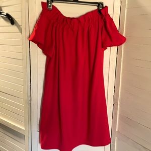 Pleione size mop off the shoulder red mini dress